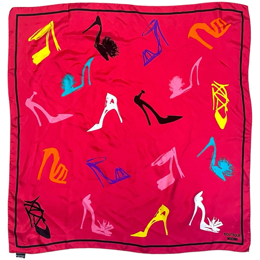 Auth Boutique Moschino Printed Silk Scarf